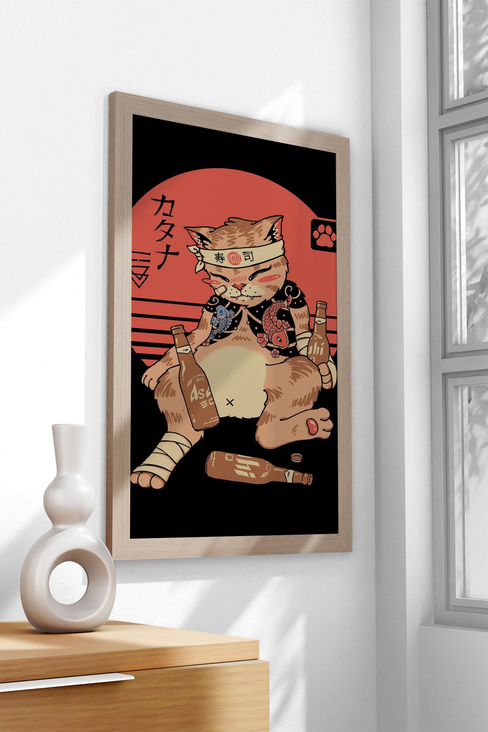 Drunken Meowster Asian Style Poster | Wall Art for Home & Office | High-Quality Print - High-Quality Visual Display