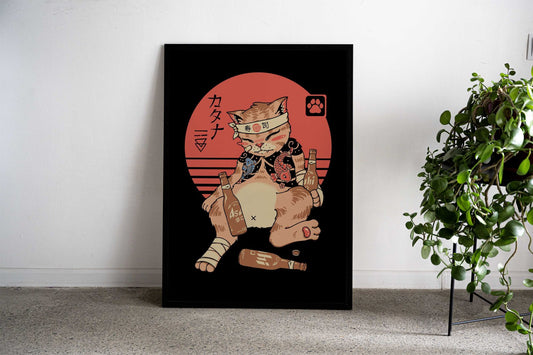Drunken Meowster Asian Style Poster | Wall Art for Home & Office | High-Quality Print - High-Quality Visual Display