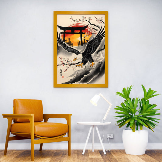 Eagle Japan Painting Asian Style Poster | Wall Art for Home & Office | High-Quality Print - High-Quality Visual Display