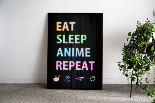 Eat Sleep Anime Repeat Asian Style Poster | Wall Art for Home & Office | High-Quality Print - High-Quality Visual Display