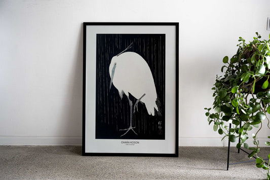 Egret In The Rain Asian Style Poster | Wall Art for Home & Office | High-Quality Print - High-Quality Visual Display