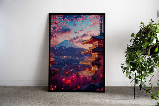 Epic Scenic Sunset Flowers Asian Style Poster | Wall Art for Home & Office | High-Quality Print - High-Quality Visual Display