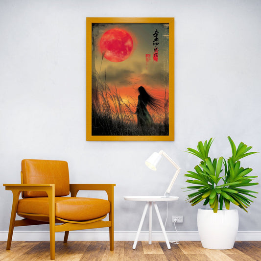 Ethereal Red moon Asian Style Poster | Wall Art for Home & Office | High-Quality Print - High-Quality Visual Display