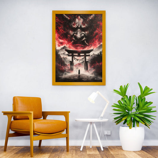 Evil Torii Gate Oni Mask Asian Style Poster | Wall Art for Home & Office | High-Quality Print - High-Quality Visual Display