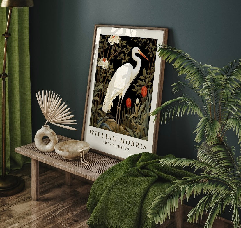 Stork Print by William Morris - High-Quality Premium Wall Art Decor Sticker