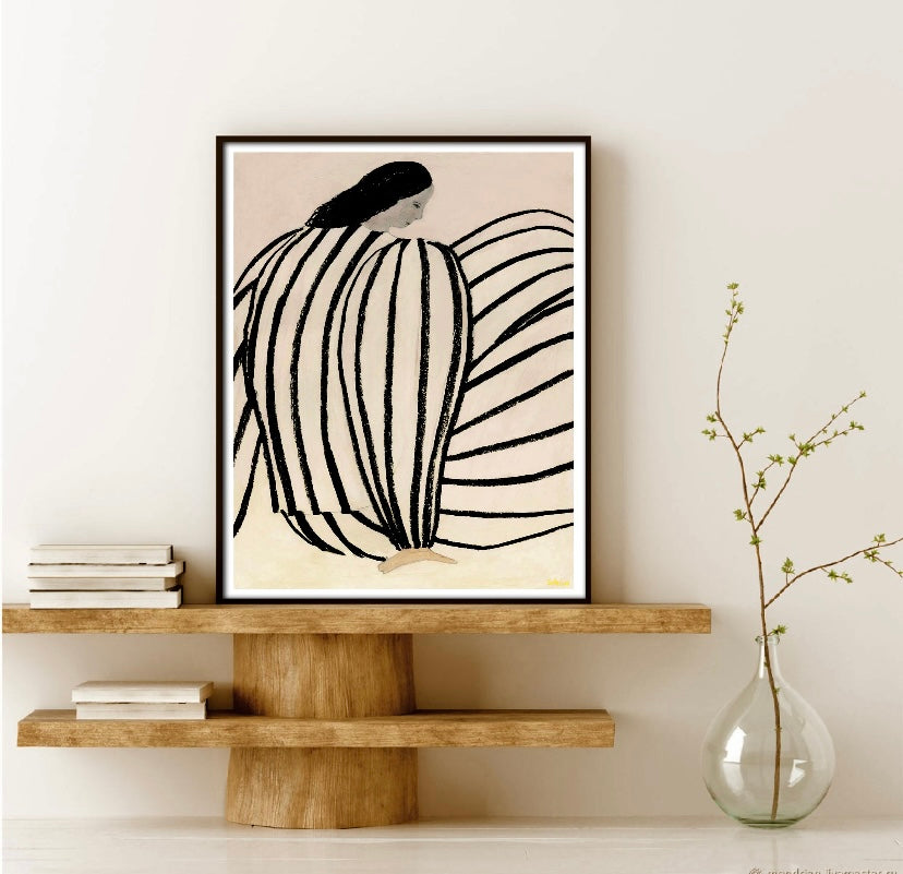 Bohemian Striped Print Dress for Women