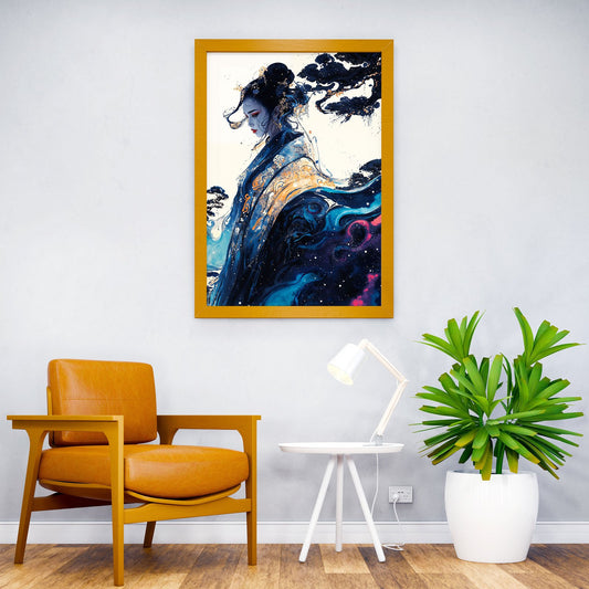 FLOWING GEISHA Asian Style Poster | Wall Art for Home & Office | High-Quality Print - High-Quality Visual Display