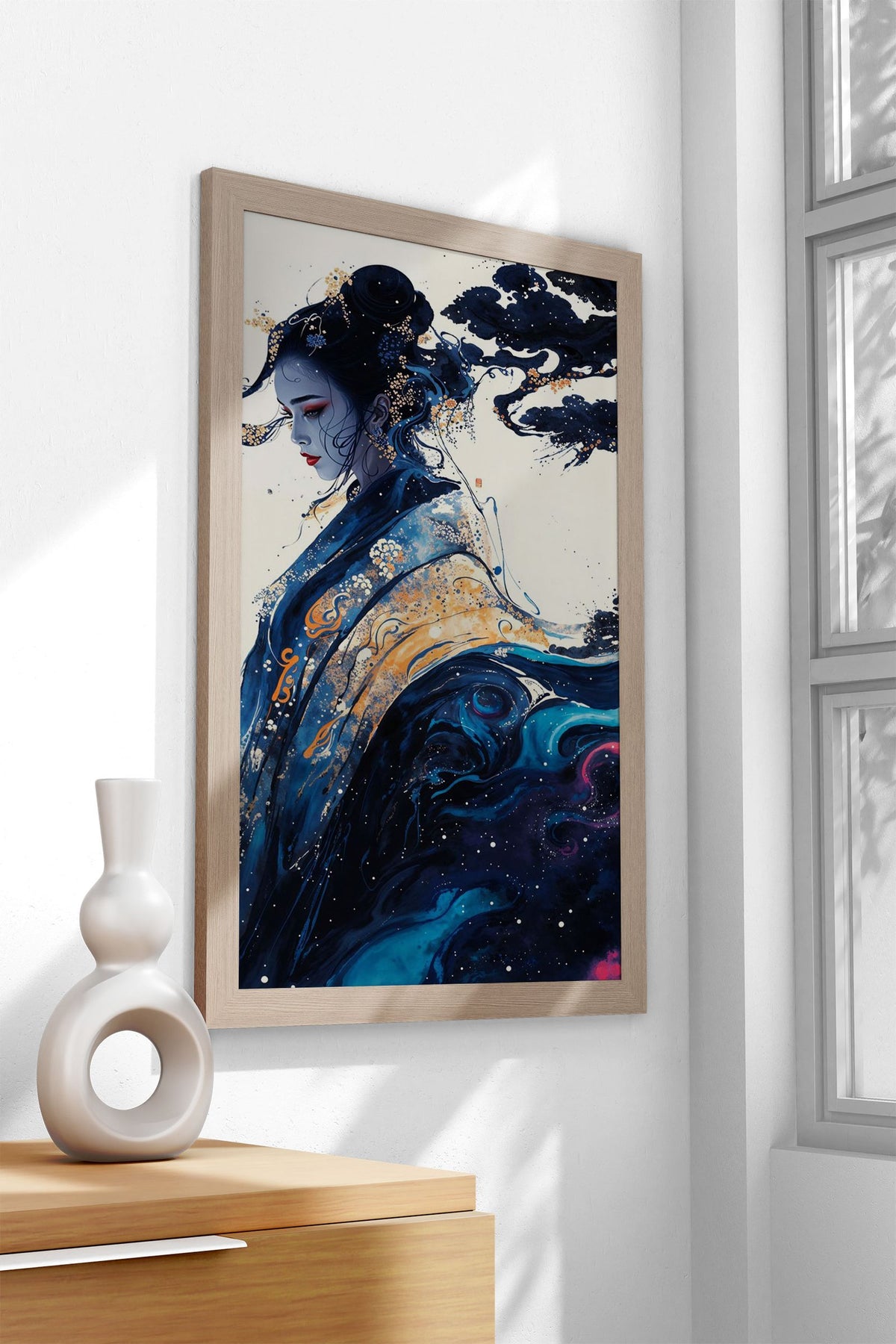 FLOWING GEISHA Asian Style Poster | Wall Art for Home & Office | High-Quality Print - High-Quality Visual Display