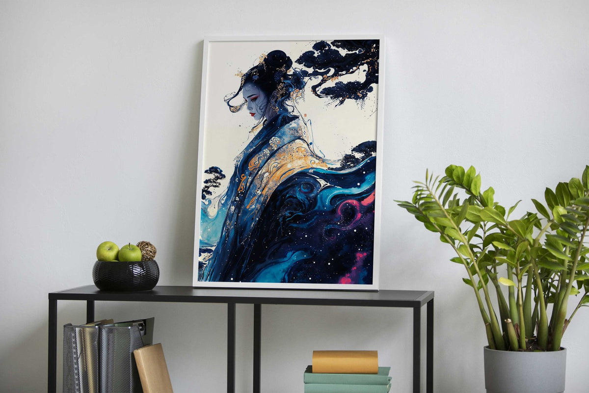 FLOWING GEISHA Asian Style Poster | Wall Art for Home & Office | High-Quality Print - High-Quality Visual Display