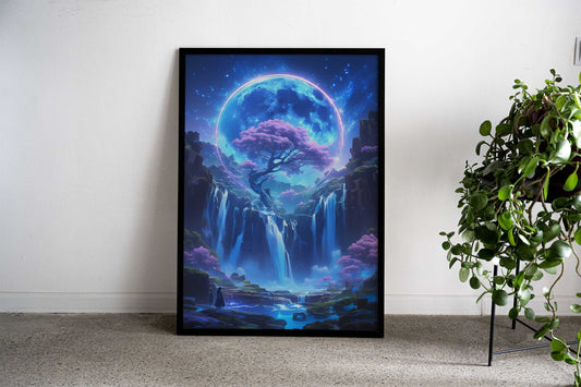 Fantasy Waterfall Landscape Asian Style Poster | Wall Art for Home & Office | High-Quality Print - High-Quality Visual Display
