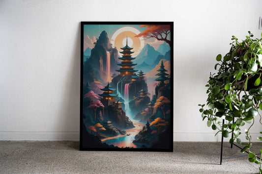 Fantasy japanese Landscape Asian Style Poster | Wall Art for Home & Office | High-Quality Print - High-Quality Visual Display