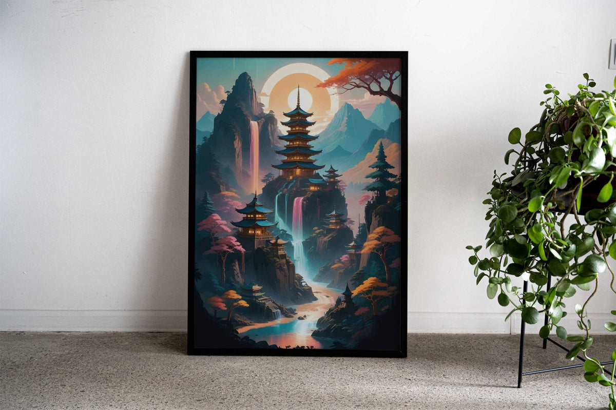 Fantasy japanese Landscape Asian Style Poster | Wall Art for Home & Office | High-Quality Print - High-Quality Visual Display