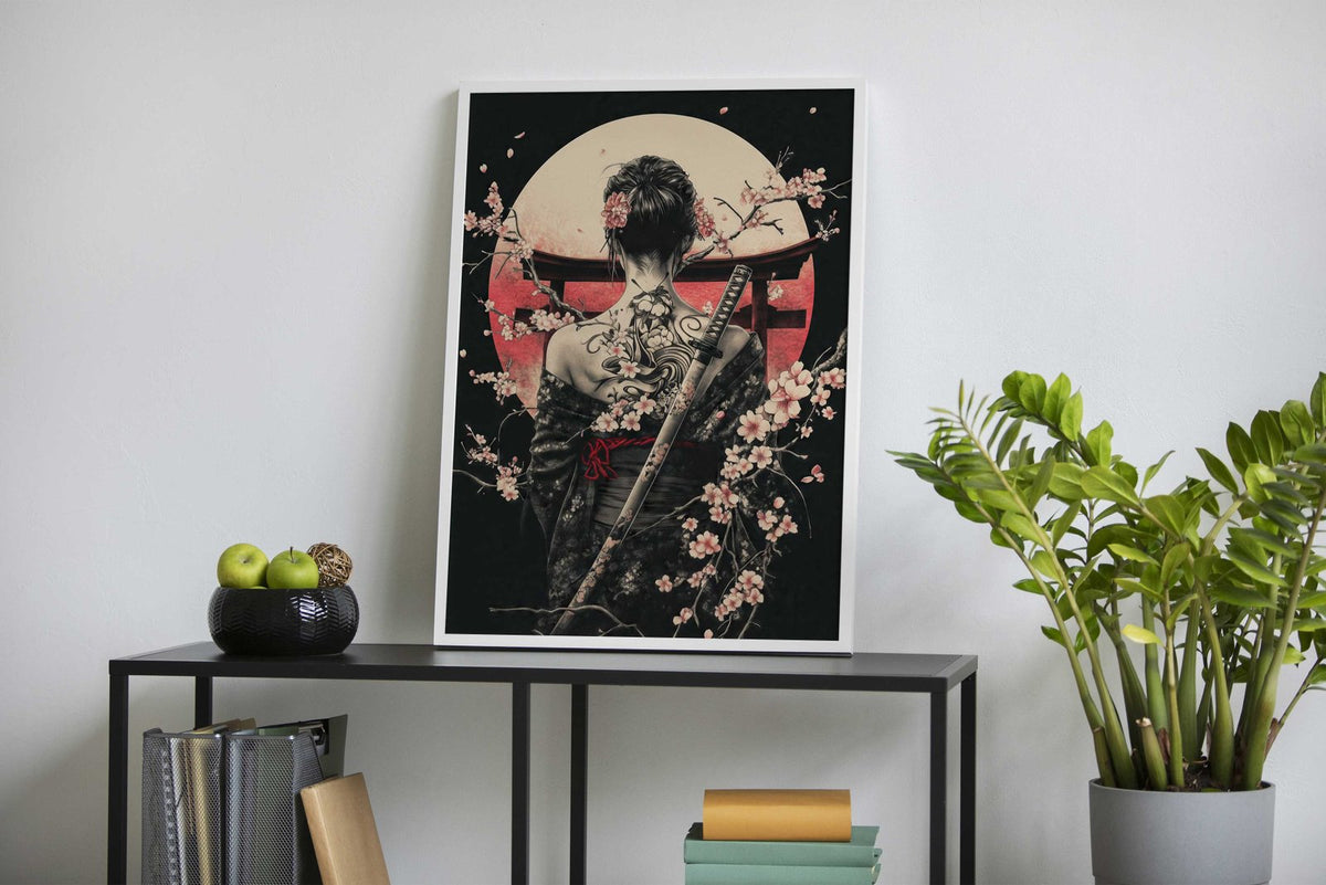 Female Samurai Geisha Asian Style Poster | Wall Art for Home & Office | High-Quality Print - High-Quality Visual Display