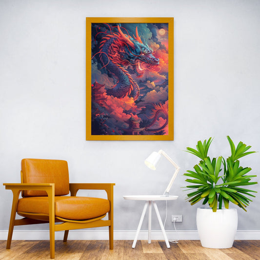 Ferocious Japanese Dragon Asian Style Poster | Wall Art for Home & Office | High-Quality Print - High-Quality Visual Display