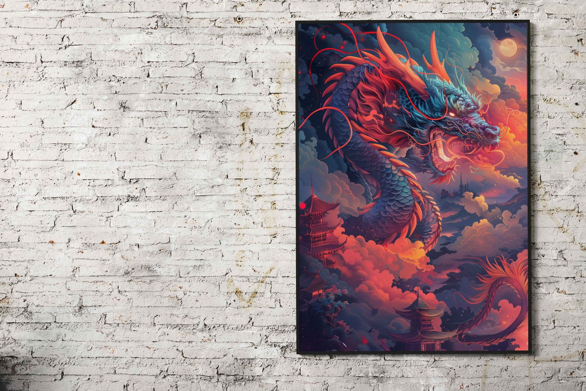 Ferocious Japanese Dragon Asian Style Poster | Wall Art for Home & Office | High-Quality Print - High-Quality Visual Display