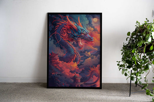 Ferocious Japanese Dragon Asian Style Poster | Wall Art for Home & Office | High-Quality Print - High-Quality Visual Display