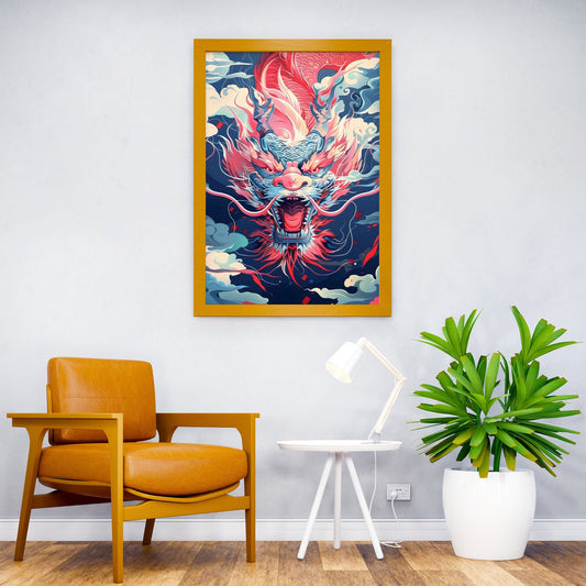 Fierce Dragon Fire Asian Style Poster | Wall Art for Home & Office | High-Quality Print - High-Quality Visual Display