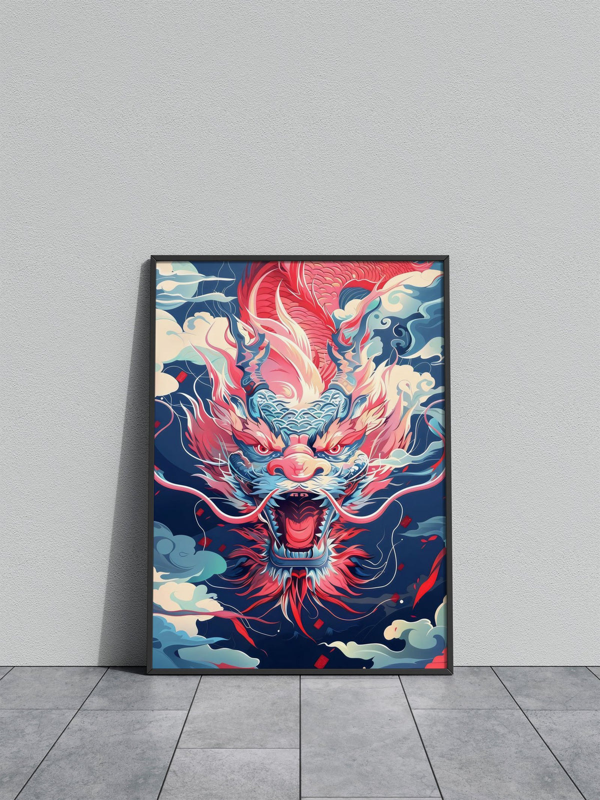 Fierce Dragon Fire Asian Style Poster | Wall Art for Home & Office | High-Quality Print - High-Quality Visual Display