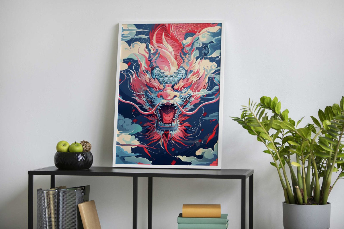 Fierce Dragon Fire Asian Style Poster | Wall Art for Home & Office | High-Quality Print - High-Quality Visual Display