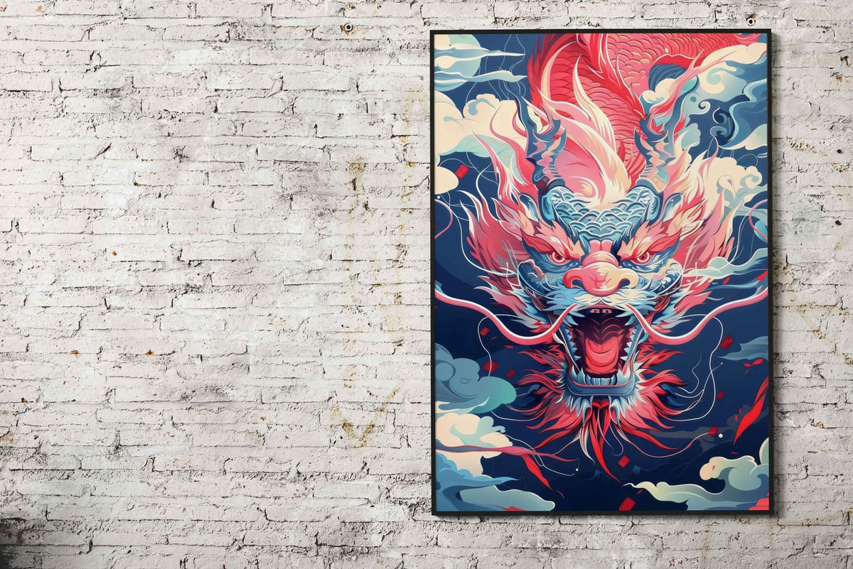 Fierce Dragon Fire Asian Style Poster | Wall Art for Home & Office | High-Quality Print - High-Quality Visual Display