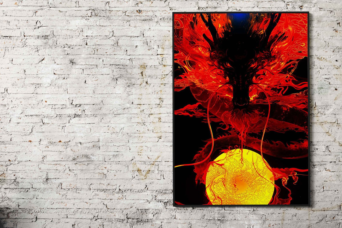 Fiery Dragon Art Asian Style Poster | Wall Art for Home & Office | High-Quality Print - High-Quality Visual Display