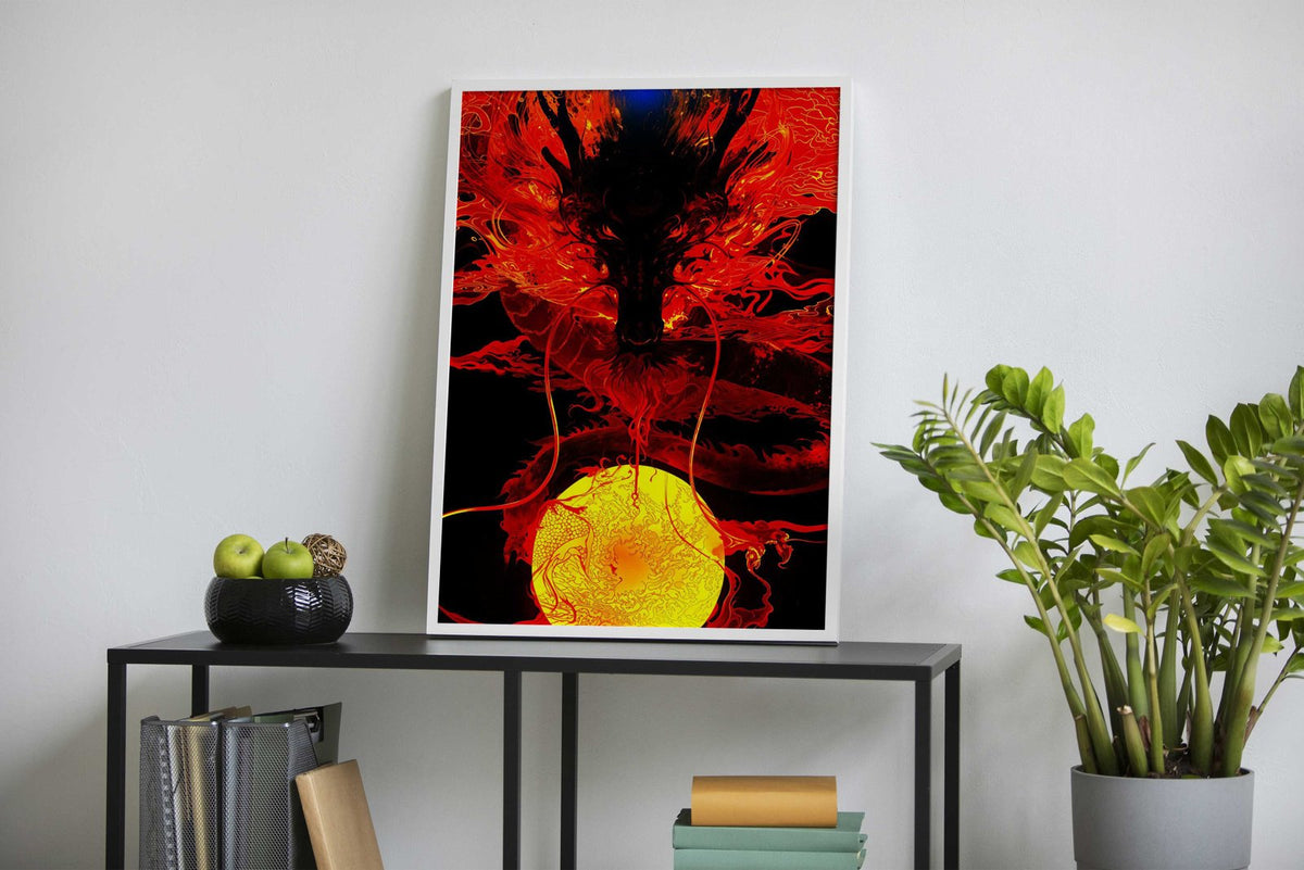 Fiery Dragon Art Asian Style Poster | Wall Art for Home & Office | High-Quality Print - High-Quality Visual Display