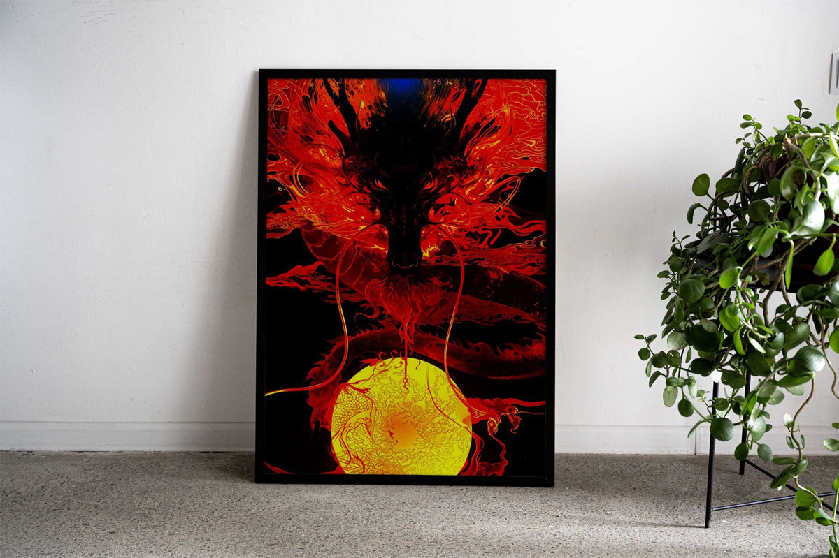 Fiery Dragon Art Asian Style Poster | Wall Art for Home & Office | High-Quality Print - High-Quality Visual Display