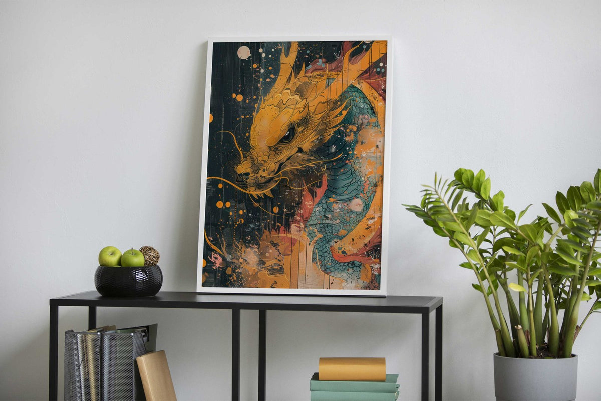 Fiery Dragon Awakening Asian Style Poster | Wall Art for Home & Office | High-Quality Print - High-Quality Visual Display