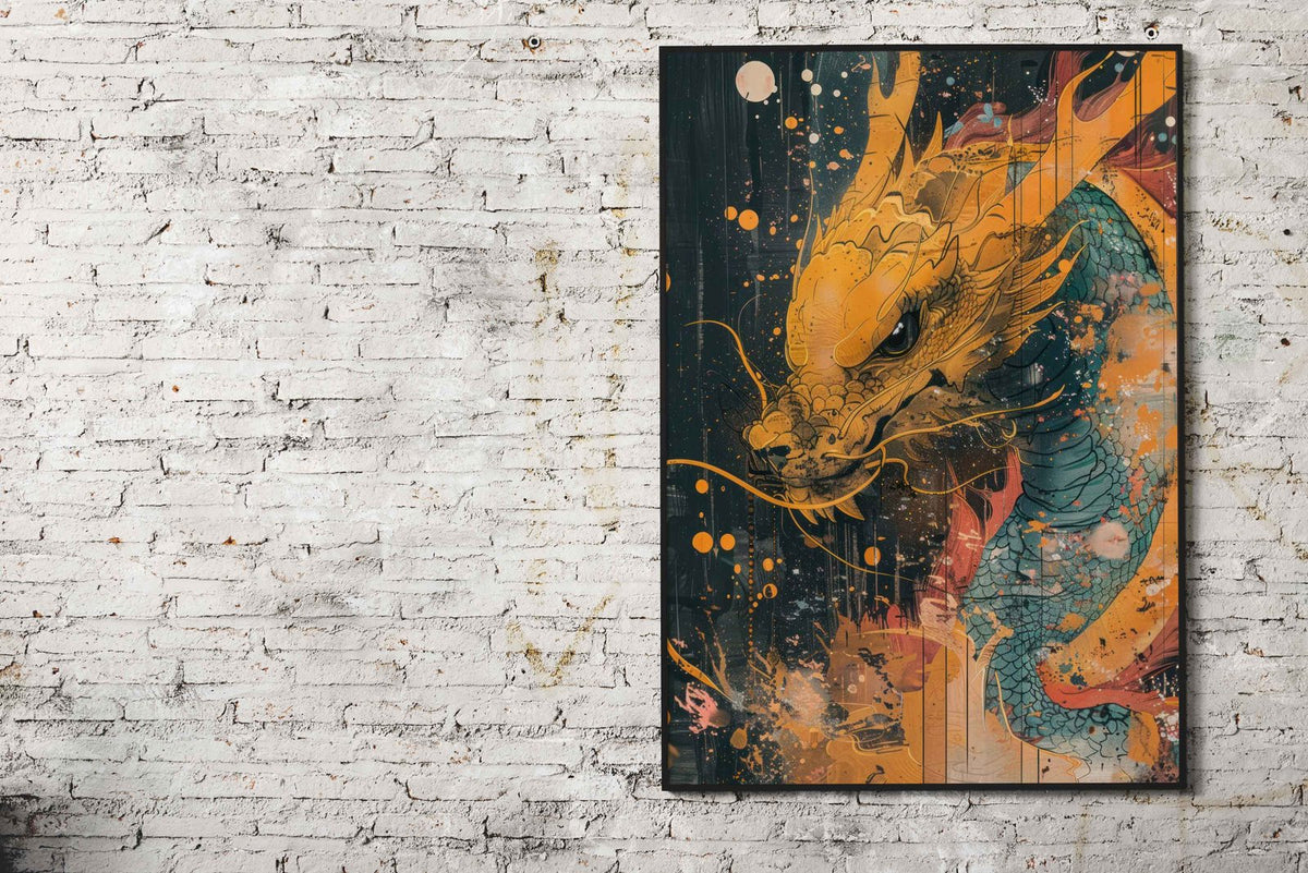 Fiery Dragon Awakening Asian Style Poster | Wall Art for Home & Office | High-Quality Print - High-Quality Visual Display