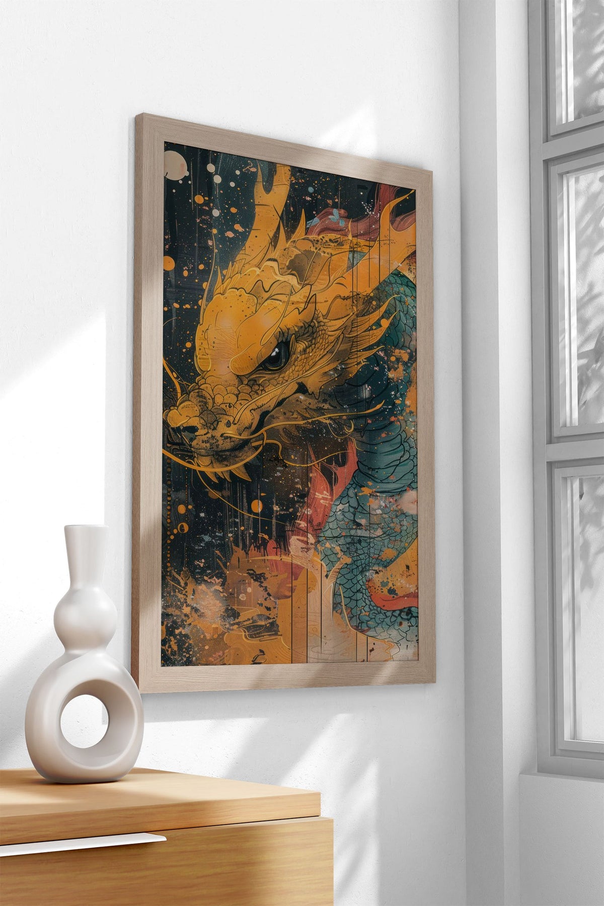 Fiery Dragon Awakening Asian Style Poster | Wall Art for Home & Office | High-Quality Print - High-Quality Visual Display