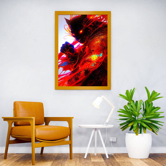 Fiery Panther Asian Style Poster | Wall Art for Home & Office | High-Quality Print - High-Quality Visual Display