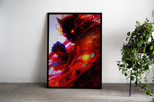 Fiery Panther Asian Style Poster | Wall Art for Home & Office | High-Quality Print - High-Quality Visual Display