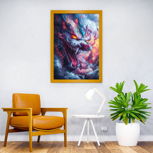 Fiery Wolf Beast Asian Style Poster | Wall Art for Home & Office | High-Quality Print - High-Quality Visual Display
