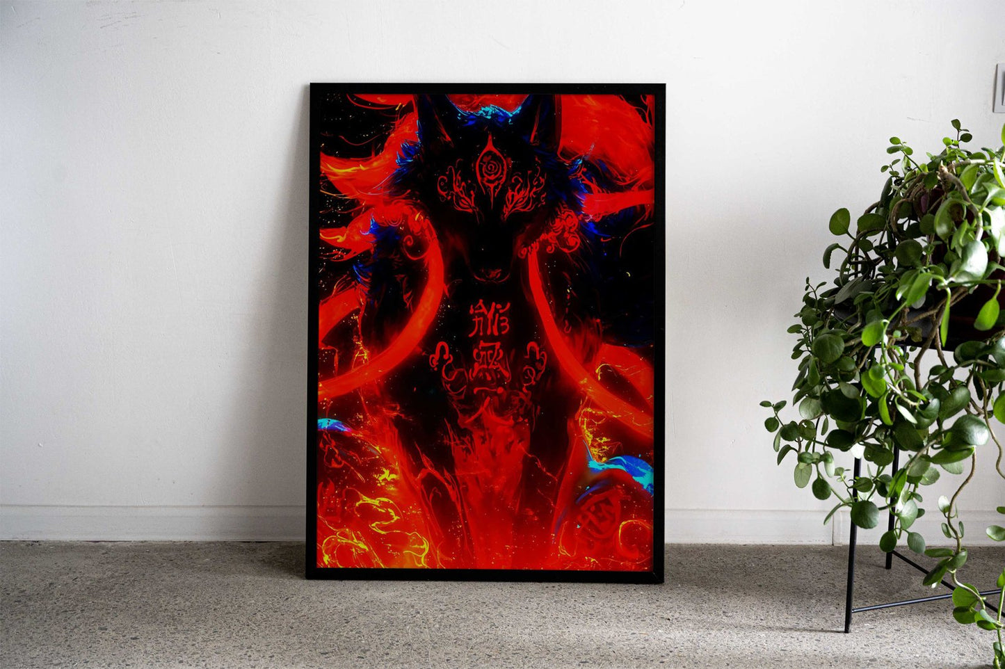 Fiery Wolf with Japanese S Asian Style Poster | Wall Art for Home & Office | High-Quality Print - High-Quality Visual Display