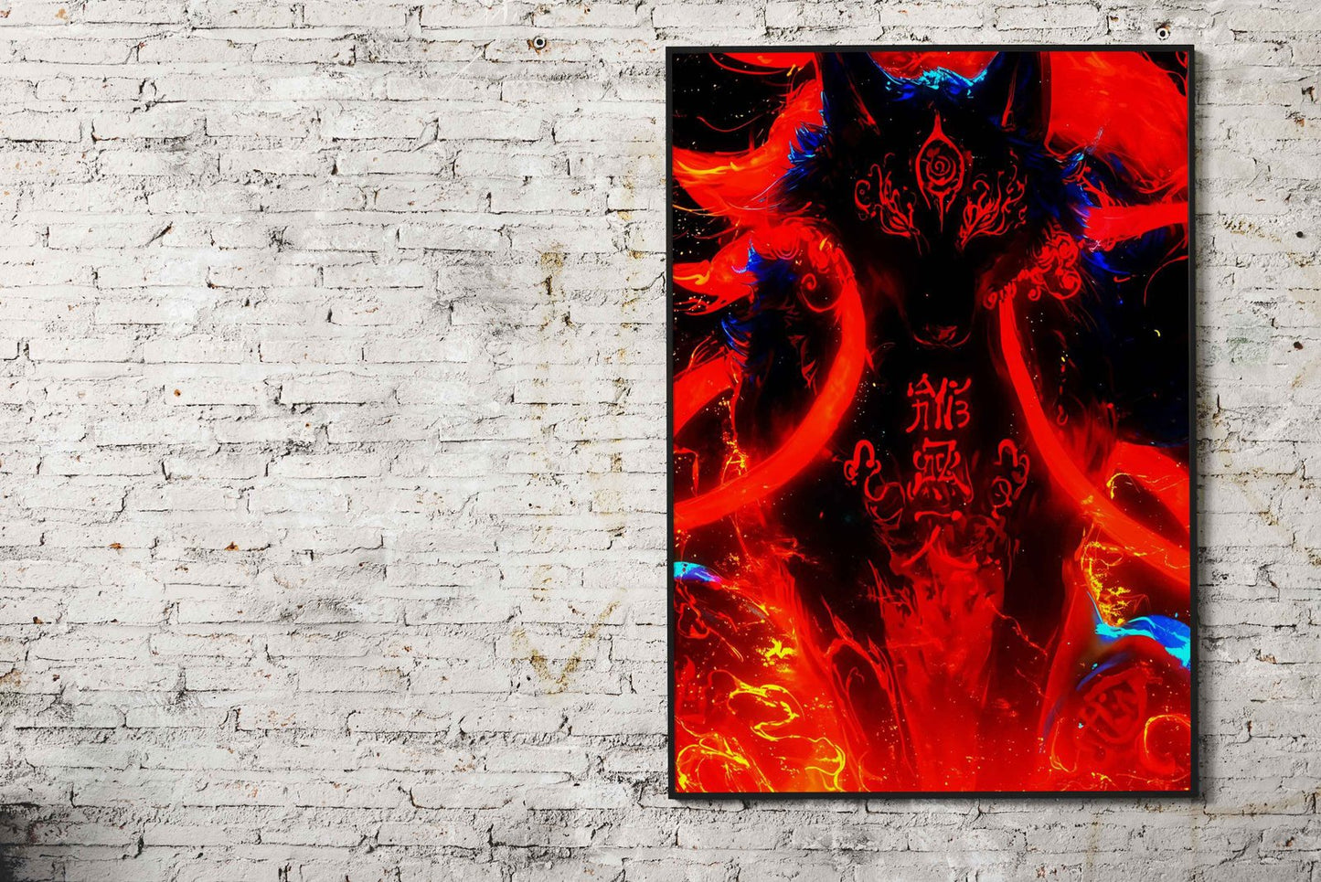 Fiery Wolf with Japanese S Asian Style Poster | Wall Art for Home & Office | High-Quality Print - High-Quality Visual Display