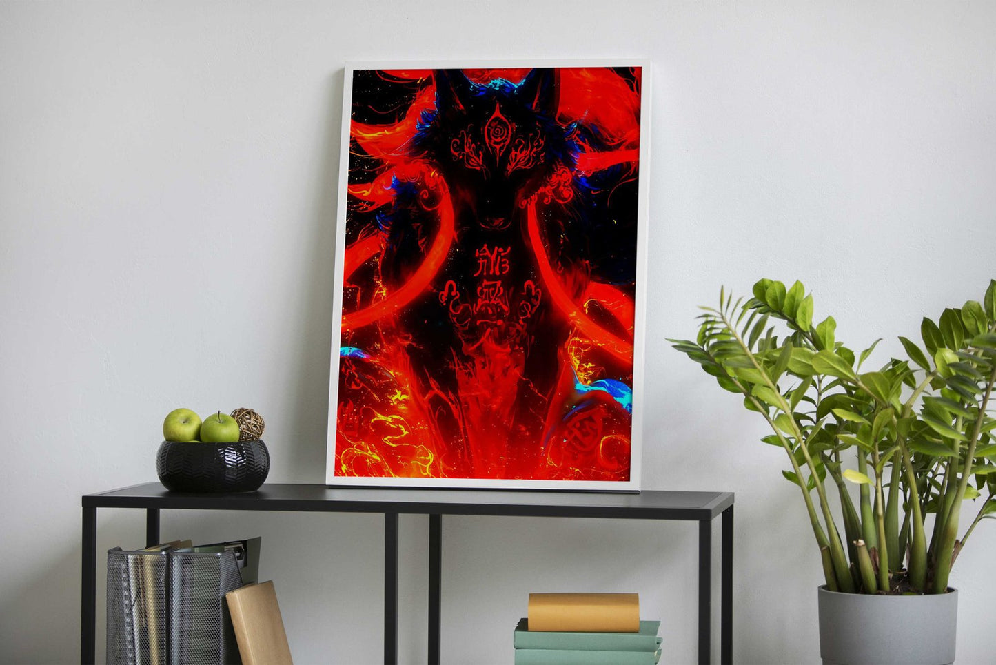 Fiery Wolf with Japanese S Asian Style Poster | Wall Art for Home & Office | High-Quality Print - High-Quality Visual Display