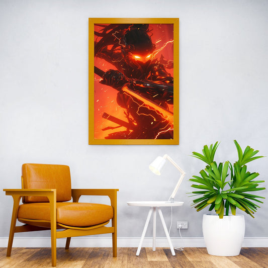 Fire Themed Ninja Asian Style Poster | Wall Art for Home & Office | High-Quality Print - High-Quality Visual Display