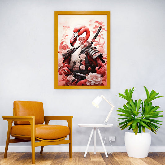 Flamingo Samurai Asian Style Poster | Wall Art for Home & Office | High-Quality Print - High-Quality Visual Display