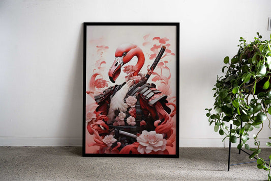 Flamingo Samurai Asian Style Poster | Wall Art for Home & Office | High-Quality Print - High-Quality Visual Display