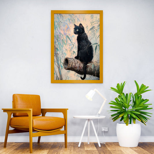 Floral Cat Perch Asian Style Poster | Wall Art for Home & Office | High-Quality Print - High-Quality Visual Display