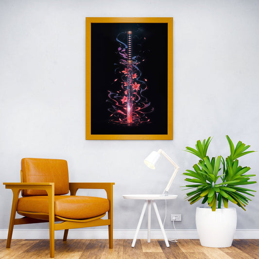 Floral Katana Samurai Cherry Blossom Japan Asian Style Poster | Wall Art for Home & Office | High-Quality Print - High-Quality Visual Display