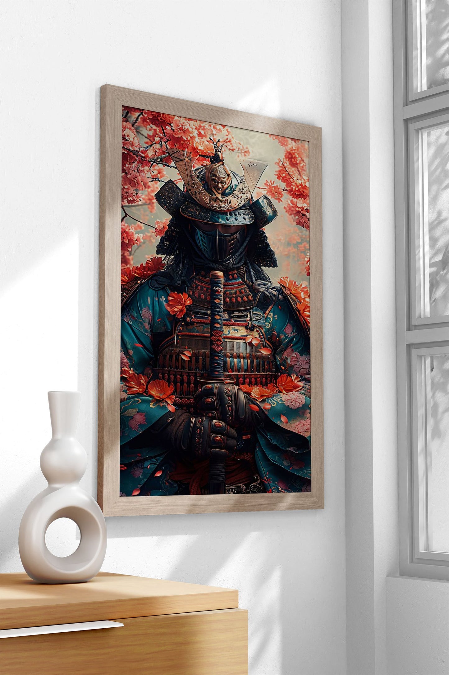 Floral Samurai Fusion Asian Style Poster | Wall Art for Home & Office | High-Quality Print
