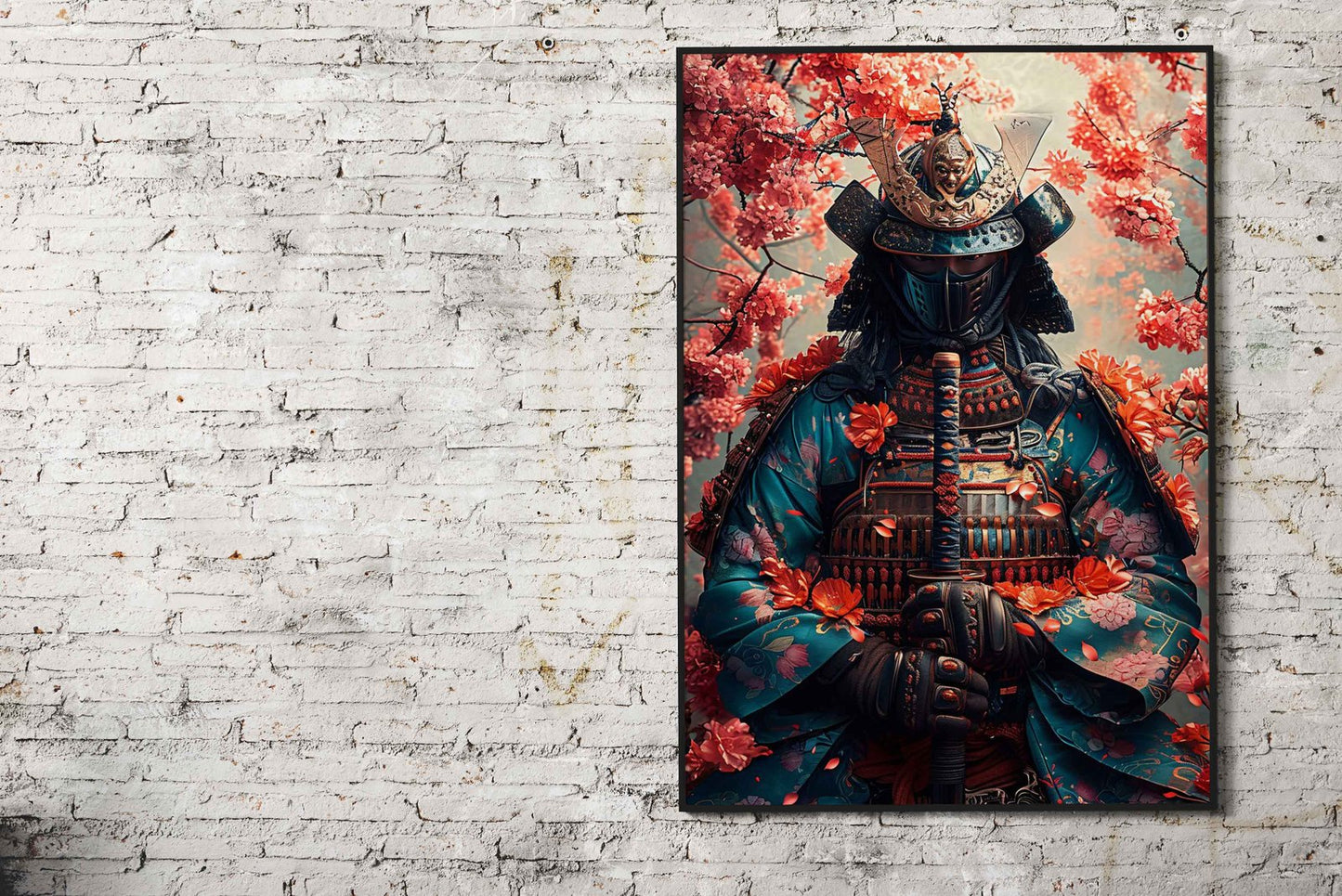 Floral Samurai Fusion Asian Style Poster | Wall Art for Home & Office | High-Quality Print