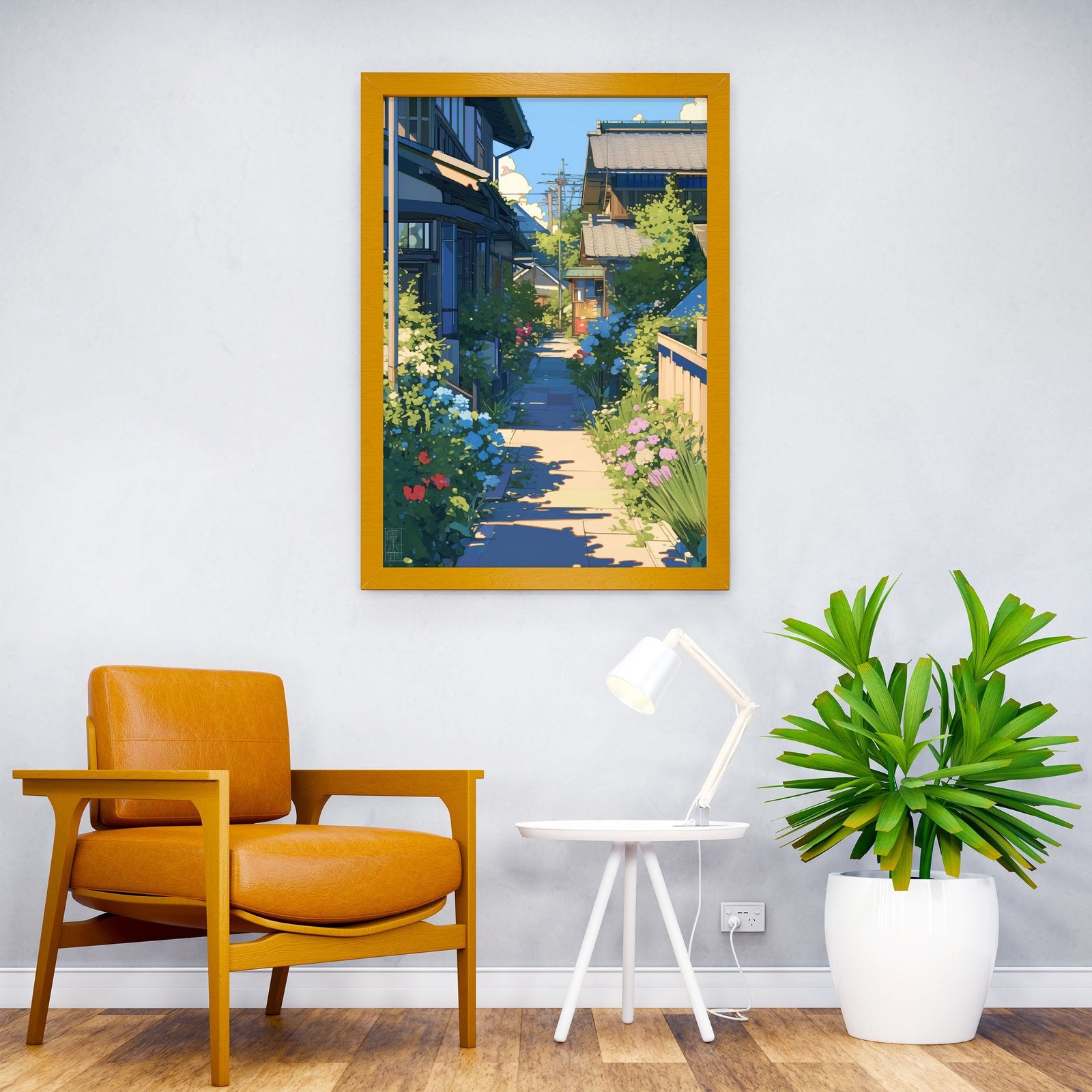 Floral Streetscape Asian Style Poster | Wall Art for Home & Office | High-Quality Print - High-Quality Visual Display