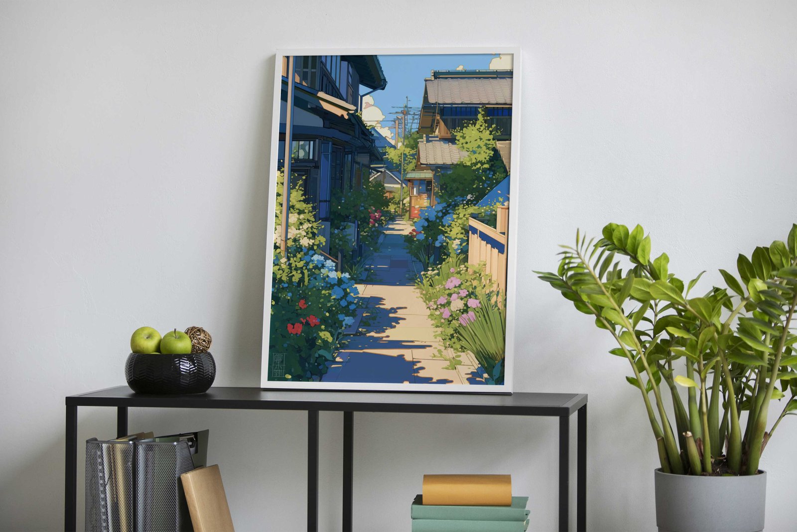 Floral Streetscape Asian Style Poster | Wall Art for Home & Office | High-Quality Print - High-Quality Visual Display