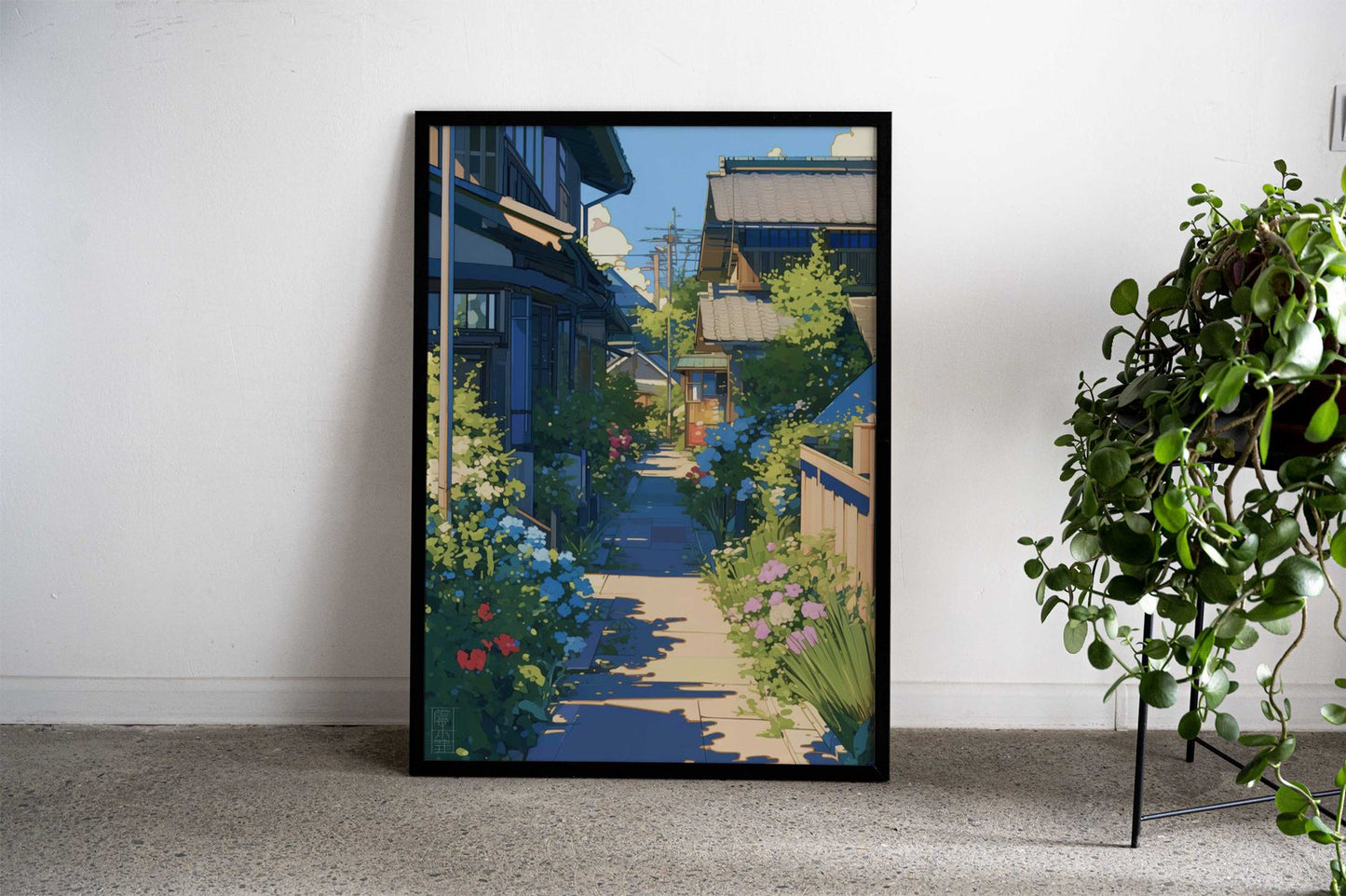 Floral Streetscape Asian Style Poster | Wall Art for Home & Office | High-Quality Print - High-Quality Visual Display