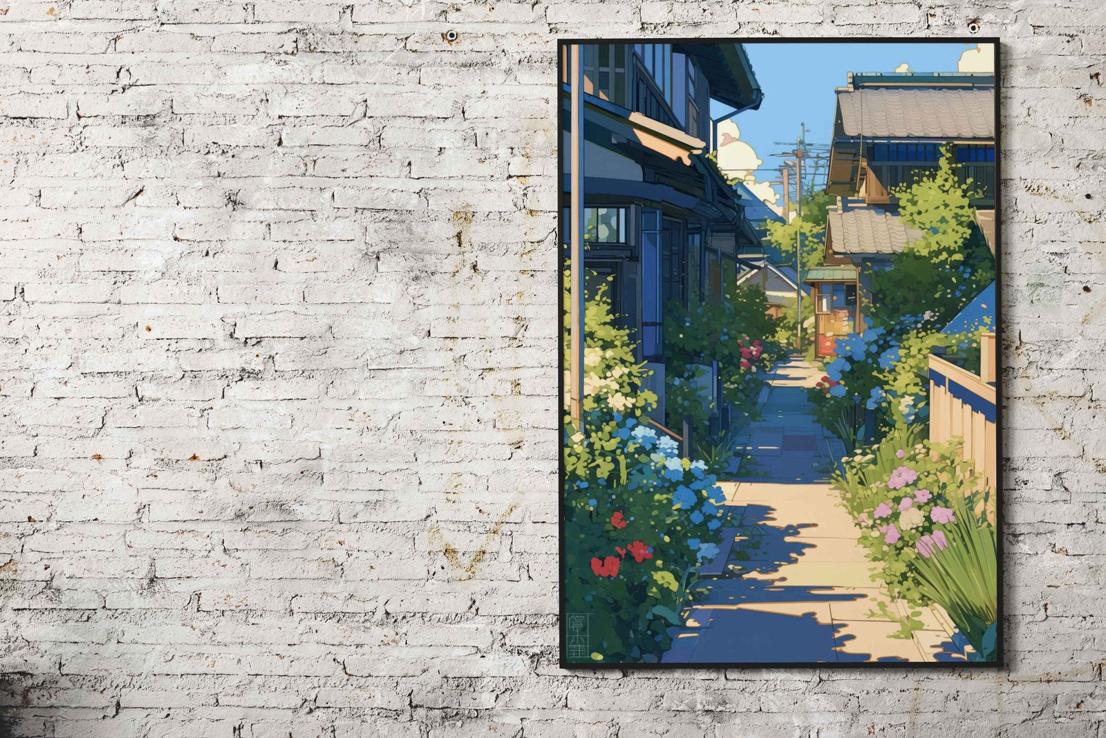 Floral Streetscape Asian Style Poster | Wall Art for Home & Office | High-Quality Print - High-Quality Visual Display