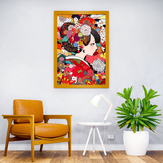 Flower Girl Kimono Japan Asian Style Poster | Wall Art for Home & Office | High-Quality Print - High-Quality Visual Display