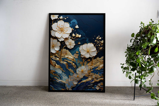 Flower Japan gold Kintsugi Asian Style Poster | Wall Art for Home & Office | High-Quality Print - High-Quality Visual Display