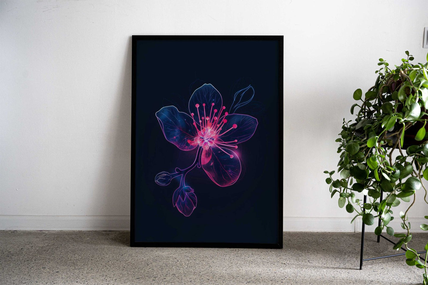 Flower Light Neon Japan Asian Style Poster | Wall Art for Home & Office | High-Quality Print - High-Quality Visual Display